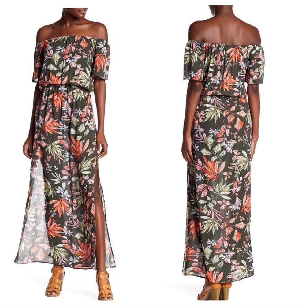 Love...Ady Off-the-Shoulder Printed Maxi Dress